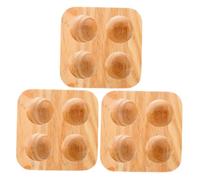 CAXUSD Boîte à Œufs pour Réfrigérateur 3pcs en Bois de Caoutchouc 4 Emplacements Double Rangée, Design Antichoc Cuisine et Optimisation de L’espace
