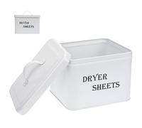 CAXUSD Boîte De Rangement Pour Feuilles De Séchage En Métal Blanche Couvercle, Distributeur De Feuilles Assouplissantes, Support Pour Organisation De Buanderie, Conteneur Pratique Pour Sèche-linge