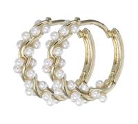 CAXUSD Boucles D'oreilles Créoles Style Unique et Sophistiqué en Alliage Doré Perles Élégantes pour Robes Formelles ou Tenues Décontractées