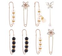 CAXUSD Broche de Réglage de Taille pour Femme, Lot de 8 Pièces, Épingles Ajustables en Métal Naturel, Accessoire Décoratif pour Jupe et Pantalon, Pratique pour Fêtes et Occasions