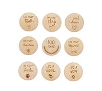 CAXUSD Cartes Étapes Bébé en Bois, Lot de 9 Set de Set de Pièces, Accessoire de Photographie pour Naissance, Présent pour -né, Baby Shower et Noël