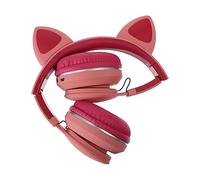 CAXUSD Casque Oreille De Chat Clignotant sans Fil Casque De Dessin Animé pour Garçon Fille Compatible avec Téléphone Portable Et Ordinateur