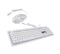 CAXUSD Clavier Souris USB Mécanique Gamer Design Non Conflict et Plastique Blanc, Ensemble Clavier et Souris Lumineux pour Bureau et Maison