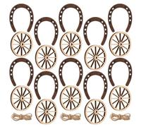 CAXUSD Décoration de Fête Western Mini de Table Amulette Roue de Chariot Fer à Cheval 1 Set pour Jardin Féerique ou Fête à Thème Cow-Boy