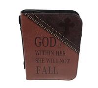 CAXUSD Étui à Bible en Cuir Pu Vintage avec Poignée Portable, Grosse Capacité Extra-large, Fermeture Éclair Intégrale et Poches Intérieures pour Étude des Écritures et Voyage