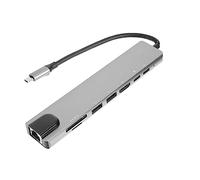 CAXUSD Hub USB 8 Ports Répartiteur Station Daccueil De Données Matériau en Alliage Daluminium Léger Et Robuste