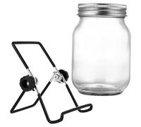 CAXUSD Kit de Germination en Bocaux Mason Couvercles INOX à Tamis et Support Noir, Bocal 500 ML pour Culture de Germes D'intérieur, Rinçage sans Éclaboussures, Équipement Jardinage