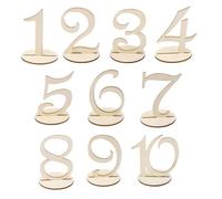 CAXUSD Lot de 10 Numéros de Table en Bois Kaki, Compact et Décoratif, pour Mariage et Banquet, Design Simple et Délicat, Support de Bureau Élégant