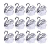 CAXUSD Lot de 12 Boîtes à Dragées Mariage en Plastique Argenté Contenant à Friandises de Cygne Sucrier Décoratif pour Présents Invités pour Fêtes Prénatales Anniversaires et