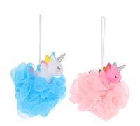 CAXUSD Lot de 2 Boules de Licorne pour Garçon et Filles, Éponge Exfoliante en Pe et Pvc, Design Simple, pour Enlever les Cellules Mortes