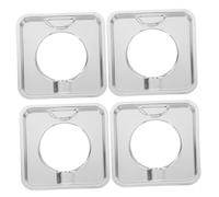 CAXUSD Lot de 4 Bacs Récupérateurs D'huile Carrés 19 Cm pour Brûleurs de Cuisinière à Gaz, Amovibles, en Acier Inoxydable, Anti-projections, Accessoire de Cuisson Pratique Cuisine Propre