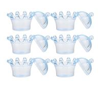 CAXUSD Lot de 6 Boîtes à Bonbons de Fête en Plastique Bleu Forme de Couronne Contenants Transparents pour Mariage Boîtes de Rangement Créatives pour Friandises et Accessoires Photo