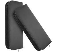 CAXUSD Mallette de Rangement en Cuir Noir pour Ciseaux de Coiffeur, Étui Portable Espace de Stockage Adapté, Lot de 2 Pièces pour Usage Professionnel en Salon de Coiffure