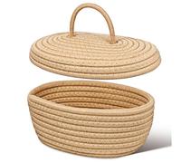 CAXUSD Panier de Rangement Corde de Coton Tissé Multifonction pour Cosmétiques et Articles Divers Trousse Compacte et Douce pour Voyage et Usage Quotidien Style Simple et Artisanal