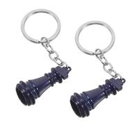 CAXUSD Porte-clés Pendentif Échecs En Acier Inoxydable Bleu, Lot De 2 Breloques Pour Paquet à Main, Accessoires Pour Clés Et Paquet, Solide Et Élégant, Usage Quotidien