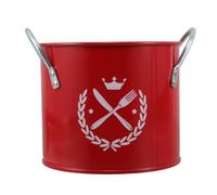 CAXUSD Porte-ustensiles Rustique en Fer Rouge avec 4 Compartiments et Poignées Doubles pour Rangement Hygiénique des Couverts et Baguettes Comptoir Cuisine
