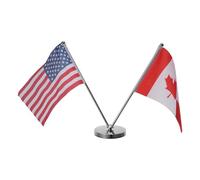 CAXUSD Présentoir de Drapeaux de Table Croisés pour Bureau Hampe Télescopique en Acier Inoxydable et Tissu Polyester Léger pour Rassemblements de Supporters 2026