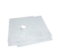 CAXUSD Revêtement De Plaque De Cuisson à Gaz 27x27 Cm Argenté Pour Protection De Four à Gaz Solide Usage La Cuisine Feuille Antiadhésive Réutilisable Adaptée Aux Brûleurs