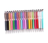 CAXUSD Stylets Multifonctions Cristal Diamant Et Stylo à Bille pour Écrans Tactiles Capacitifs, Unisexe, Design Élégant, Pointe Souple Anti-Rayure, Écriture Fluide, Lot De 2 Argenté