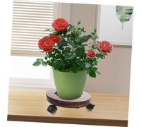CAXUSD Support à Plantes Mobile en Bois Massif Épais avec roulettes Freinables, Plateau Roulant pour Pots De Fleurs Ø21 Cm, Base Stable pour Intérieur Et Extérieur, pour Jardin Et Balcon
