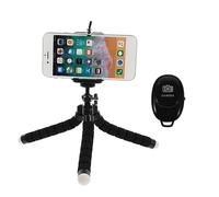 CAXUSD Trépied Smartphone Réglable en Acier Inoxydable 1 Petit Support Triangulaire pour Photographie, Usage Intérieur et Extérieur, Couleur Noire, Accessoire Photo Télécommande et Pince