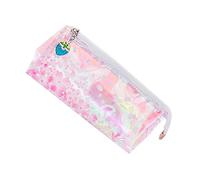 CAXUSD Trousse à Crayons Créative Rose Translucide Effet Miroir Fleur De Cerisier Grosse Capacité Rangement Scolaire pour Filles