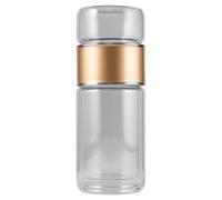 CAXUSD Verre et PP Verre à Double Paroi Résistant à Chaleur, 280ml | Boisson Chaude ou Froide, Format Léger pour Bureau et Pique-niques, Teinte Café, pour Infusion Directe
