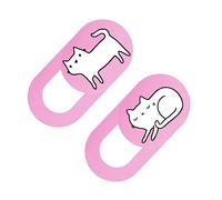 CAXUSD Webcam pour Ordinateur Portable et Tablette Cache Coulissant Ultra-Fin en Abs Forme Chat Rose 2pcs Protection de Confidentialité