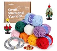 Caydo Fil d'artisanat en aluminium et kit de fil acrylique pour bricolage artisanat, Apprendre à tricoter icord avec Moulin à Tricoter, Fil 8x25g et 2 rouleaux de fil 5m x 3mm