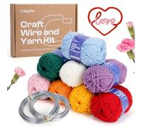 Caydo Fil d'artisanat en Aluminium et kit de Fil Acrylique pour Bricolage Artisanat, Apprendre à Tricoter icord avec Moulin à Tricoter, Fil 8x25g et 2 Rouleaux de Fil 5m x 3mm