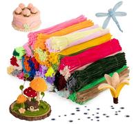Caydo Lot de 2 600 cure-pipes 40 tiges en chenille de couleurs assorties pour art et artisanat, nettoyeur de tuyaux pour projets d'art et d'artisanat, cadeaux créatifs, décorations de fête