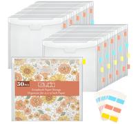 Caydo Lot de 50 rangements de papier de scrapbooking avec boucle - Organisateur de papier transparent avec 120 onglets adhésifs pour scrapbooking 30,5 x 30,5 cm - Vinyle et photos