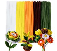 Caydo Lot de 500 cure-pipes à fleurs jaunes, tiges chenilles, nettoyeur de tuyaux pour projets d'art et d'artisanat, cadeaux créatifs, décorations de fête