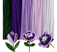 Caydo Lot de 500 cure-pipes à fleurs violettes, tiges chenilles, nettoyeur de tuyaux pour projets d'art et d'artisanat, cadeaux créatifs, décorations de fête