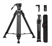 Cayer FA310H Trépied Vidéo avec Rotule Fluide K10 - Verrouillage des Jambes par Simple Pression et Ajustement Rapide - Charge de 22 lbs Aluminium pour DSLR, sans Miroir, Caméscopes
