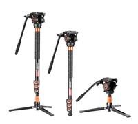 Cayer FP34 Monopode télescopique avec Pieds, en Aluminium de 180,3 cm avec tête Fluide et trépied à 3 Pieds pour appareils Photo Reflex numériques, caméscopes, supporte jusqu'à 6 kg