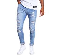 Cayler & Sons C&s Paneled Denim Pants Jeans Homme, Distressed Light Blue/White, 30-32