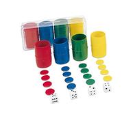 Cayro - Accessoires Parcheesi - + 5 Ans - Coffret Plastique - Jeux De Société Enfants Et Adultes - 4 Gobelets, 24 Jetons Et 6 Dés - 2 À 4 Joueurs