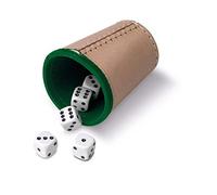 Cayro - Jeu De Dés - Gobelet À Dés Et 5 Dés À Pointes De 16 Mm - Gobelet À Dés en Cuir Doublé À L'Intérieur - Jeu De Société pour Adultes - Accessoire De Jeu De Société - Facile À Utiliser