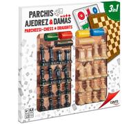 Cayro Parchís-dames D´échecs Avec Accessoires En Bois Jeu De Société 33x33 Cm