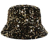 CaySep Chapeau cloche unisexe à paillettes - Chapeau de plage pliable pour la pêche et le voyage, doré, taille unique
