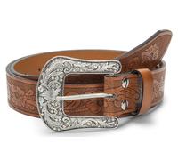 CaySep Western-Leather-Belts for Women Turquoise-Oval Buckle Embossed Cowgirl Belt Fit for 78 to 96cm Waist, Marron, 115cm / Fit for Waist 71cm-98cm