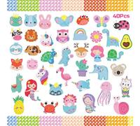 CAYUDEN Diamond Painting Autocollant, 40pcs Kit Diamond Painting Enfant DIY Animaux Autocollants de Diamant Kits 5D Peinture Diamant Mosaïque Loisir Stickers pour Enfant 6 8 10 12 Ans