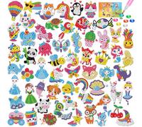 CAYUDEN Diamond Painting Autocollant, 60 Pièces Diamant Enfant Autocollant 5D Diamant Animaux DIY Peinture Gem Painting Stickers Kit Gem Sticker Art Autocollants pour Enfants 4 6 8 10 12