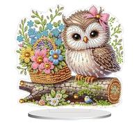 CAYUDEN DIY Diamond Painting Décoration de Table, Acrylic Double Face Debout Kit de Peinture Diamant en Forme de Hibou, 5D Kawaii Diamond Painting Adultes, Decoration Chambre Cadeau Anniversaire