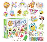 CAYUDEN Porte-clés de Peinture Diamant, 15pcs Animaux Diamond Painting Porte clé Accessoires 5D Diamant Painting Keychain Peinture Diamant Enfant Adulte Gem Keychain Kit Cadeau Fille 5 6 7 8 9 10 Ans