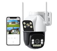 CAYVIS 2MP Camera Surveillance WiFi Extérieur, 2.4GHz 5GHz PTZ 1080P Caméra IP Extérieure avec Double Objectif, Vision Nocturne Couleur, Détection Humaine, Audio Bidirectionnel,IP66