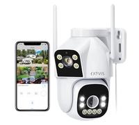 CAYVIS MP Camera Surveillance WiFi Extérieur, 2.4GHz 5GHz PTZ 1080P Caméra IP Extérieure avec Double Objectif, Vision Nocturne Couleur, Détection Humaine, Audio Bidirectionnel,IP66
