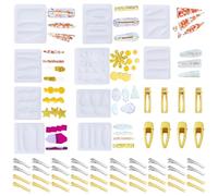 Cayway 10 PCS Pince à Cheveux en Résine Époxy Moule Silicone, Moules en Résine Époxy pour Bijoux et Pinces à Cheveux avec Clip en Métal pour L'artisanat en Résine Époxy, Porte-clés, Signet