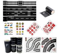 Cayway 11 PCS Ruban de Voiture de Route, Ruban Autocollant Decoratif Autoroute Rouleau Bande Adhesive et Autocollants de Panneau de Signalisation pour Enfants DIY